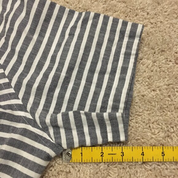 Black Brown 1826 Burton Grey and White Striped Button Down Casual Shirt - Picture 16 of 16